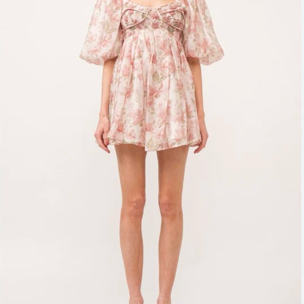 Hausen by Hemline Floral Puff Sleeve Mini Dress Size Medium NWT